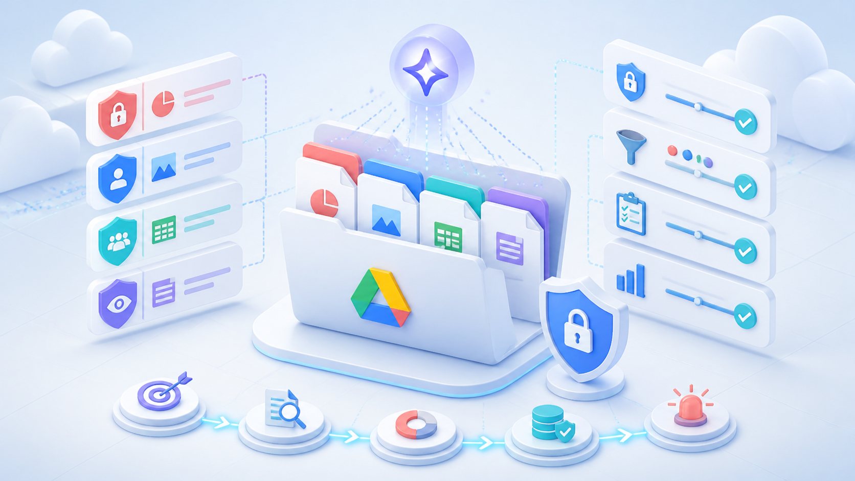AIに機密ラベルを任せる前に　Gemini版Google Drive自動分類の安全な始め方の要点を表す記事イラスト