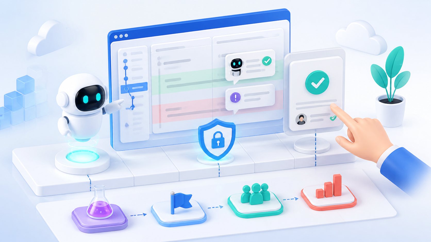GitHub CopilotのPR承認を安全に試す　「AIがApprove」と「人の確認」を分ける導入手順の要点を表す記事イラスト